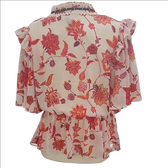 Marc New York Red and Pink Ruffled Peplum Blouse - Picture 3 of 8